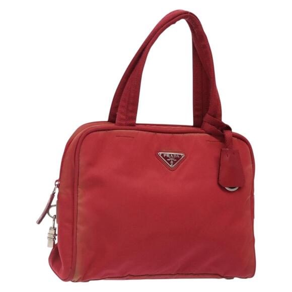 PRADA Hand Bag Nylon Red Silver - Picture 1 of 13
